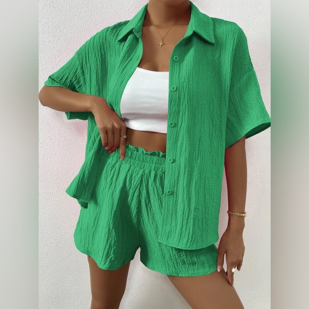 shein Solid Drop Shoulder Shirt and Shorts Set NWOT Size Medium